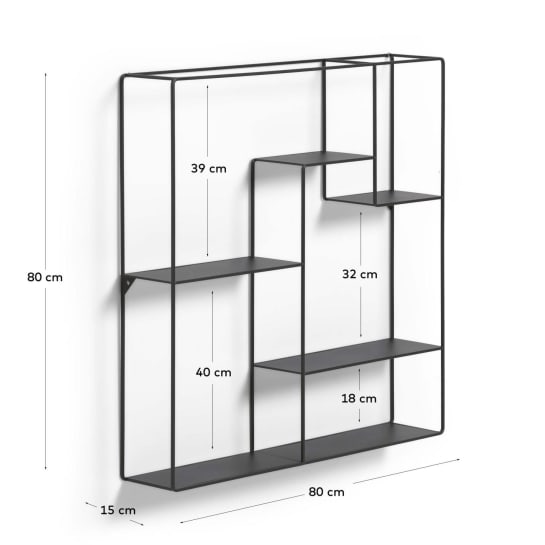 Ράφια Nils, μέταλλο σε μαύρο φινίρισμα, 80 x 80 εκ - μεγέθη