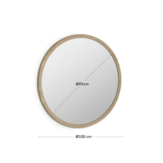 Alum round solid mindi wood mirror 100 cm - sizes