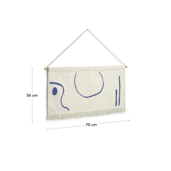 Atal tapestry with blue shapes 70 x 36 cm - sizes