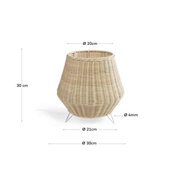 Small Kamaria table lamp in rattan with natural finish - sizes