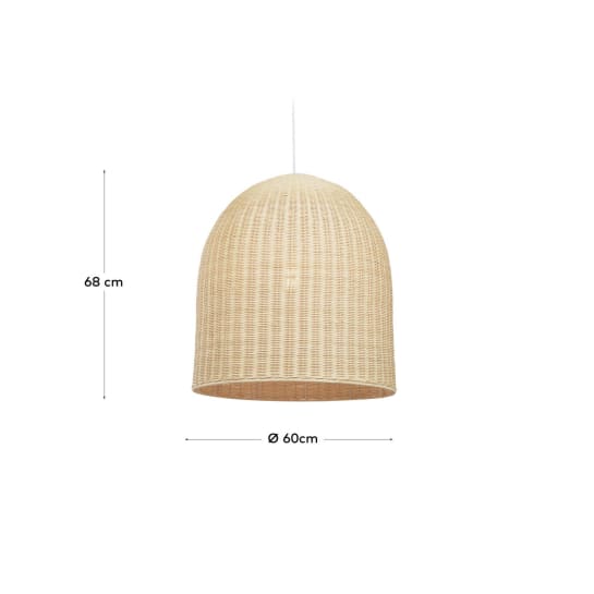 Abażur do lampy sufitowej Druciana wykonany z rattanu z naturalnym wykończeniem - rozmiary