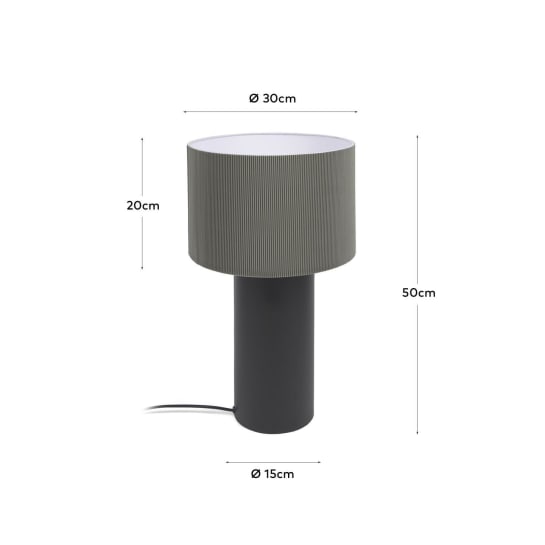 Lampe de table Domicina en métal peint noir et gris - dimensions
