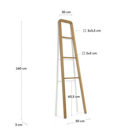 Uliana solid teak towel rail with natural finish 50 x 160 cm - sizes