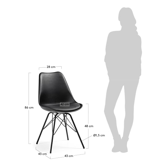 Ralf black chair with metal legs - sizes
