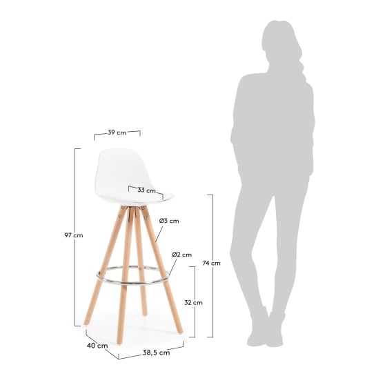 Σκαμπό bar Slad ύψος 74 εκ, λευκό - μεγέθη