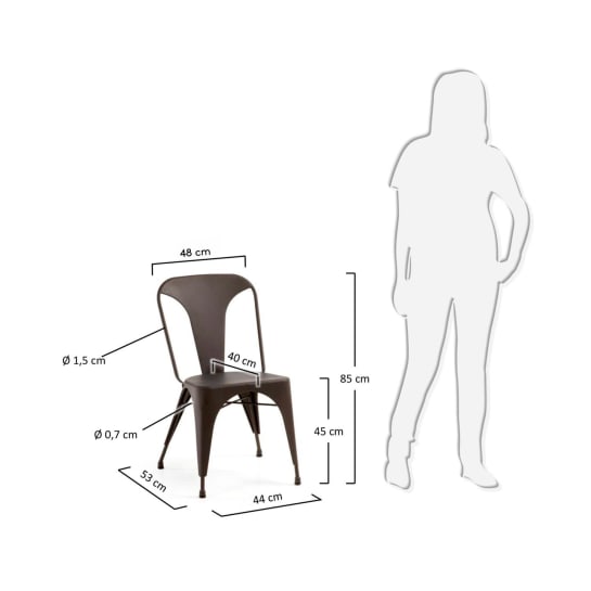 Malira stackable steel chair in black - sizes