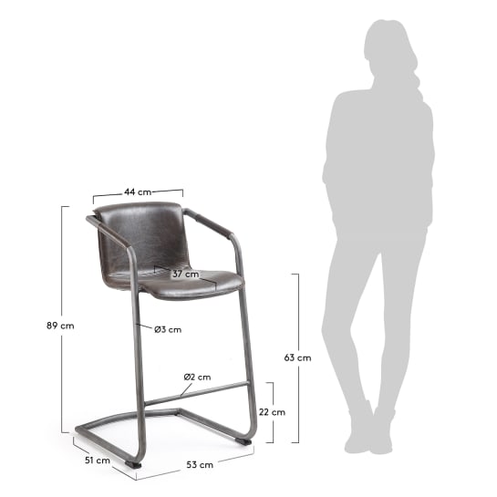 Dark brown Tribe barstool height 63 cm - sizes