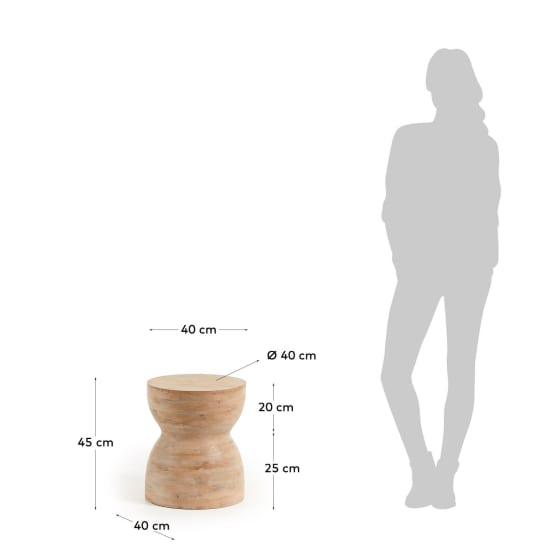 Stolik pomocniczy Mazy wykonany z litego drewna mango Ø 40 cm - rozmiary