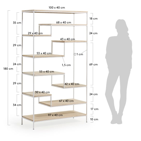Push shelving unit 100 x 180 cm white - sizes