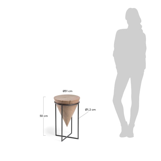 Rawra solid acacia wood and steel side table, Ø 31 cm - sizes