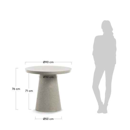 Mesa redonda Sari Ø 90 cm - tamaños