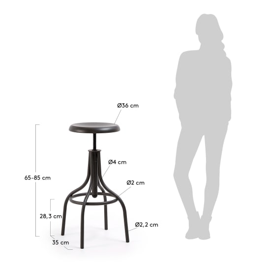Taboret Britney grafitowy wysokość 65-85 cm - rozmiary