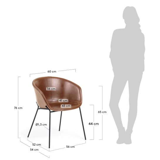 Synthetic leather Yvette brown chair with steel legs in a black finish - sizes