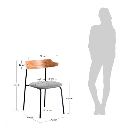 Olympia stackable chair in oak veneer and steel with black finish - sizes