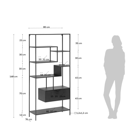 Βιβλιοθήκη Shantay, 80x168εκ - μεγέθη