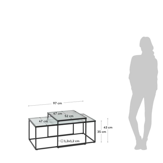 Σετ 2 τραπέζια σαλονιού Akemi - μεγέθη