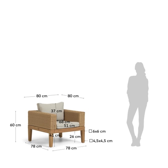 Giana armchair in solid acacia wood and rattan FSC 100% - sizes