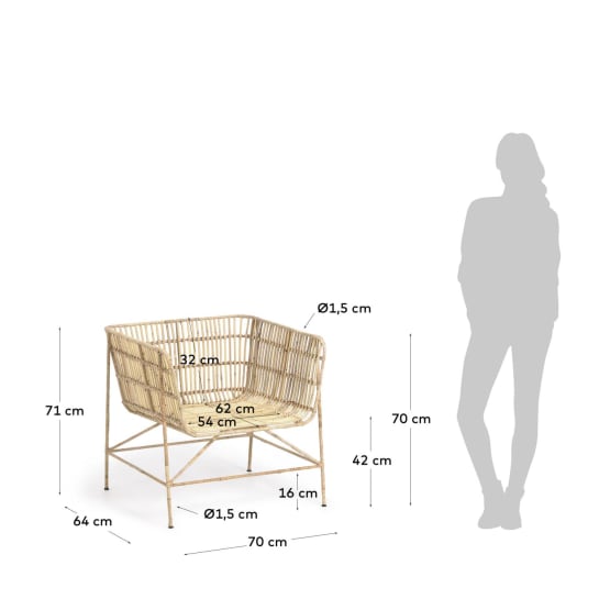 Πολυθρόνα Aiala, rattan - μεγέθη