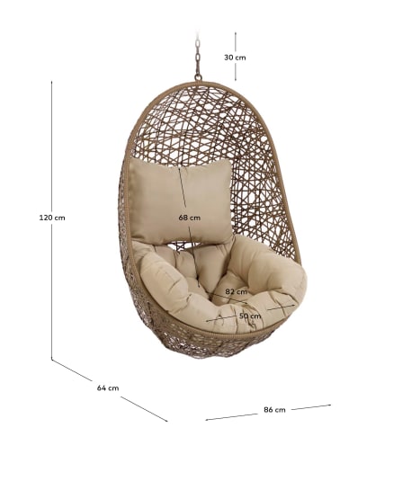 Florina brown hanging chair - sizes