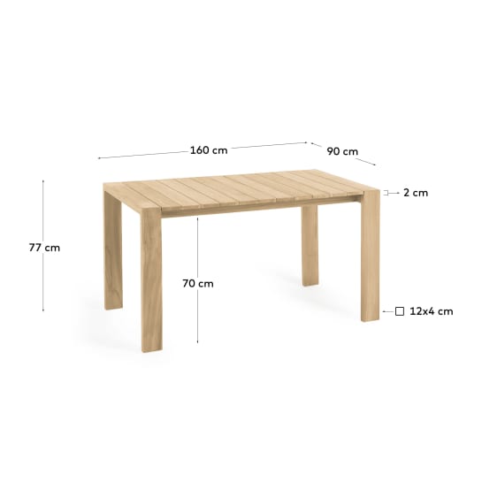 Victoire Outdoortisch aus massivem Teakholz 160 x 90 cm - Größen