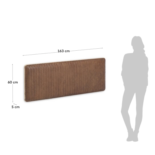 Natesa solid teak wood and leather headboard, for 160 cm beds - sizes