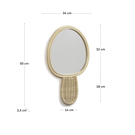 Nauze rattan mirror, 34 x 50 cm - sizes