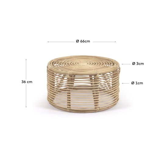 Round Kohana coffee table in rattan with natural finish Ø 66 cm - sizes