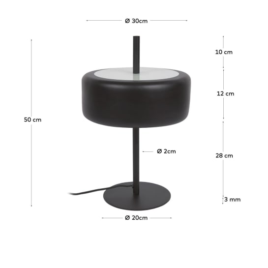 Francisca table lamp in metal with glass and black finish - sizes