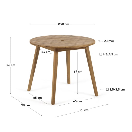 Vilma round outdoor table made of solid acacia wood Ø 90 cm FSC 100% - sizes