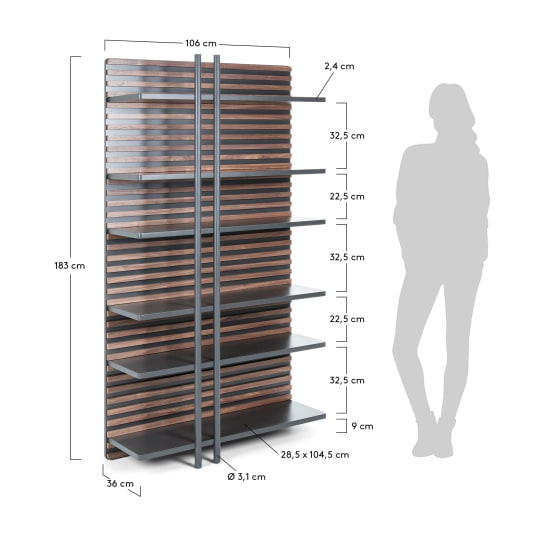 Kesia bookshelf 106 x 183 cm - sizes