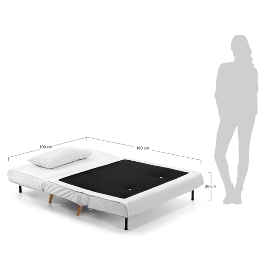 Tupana 2 seater sofa bed in white faux leather, 100 cm - sizes