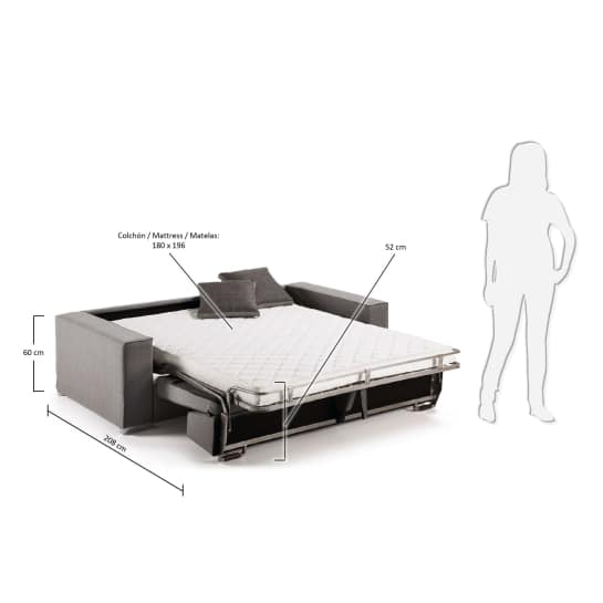 Big sofa bed 180 viscoelastic, grey - sizes