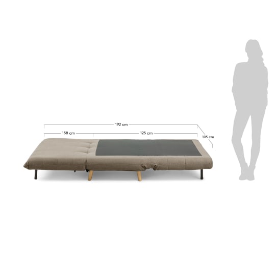 Susan sofa bed in brown, 107 x 91 (192) cm - sizes