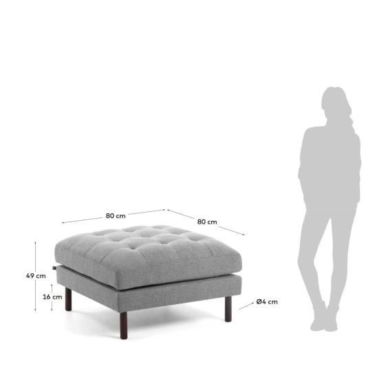 Υποπόδιο Debra 80 x 80 εκ, ανοιχτό γκρι - μεγέθη