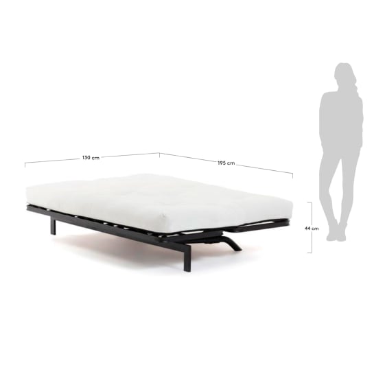 Eveline three-seater sofa bed in beige, metal frame, 195 cm - sizes