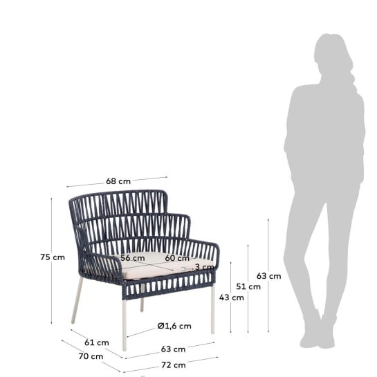 Σετ 2 πολυθρόνες και καναπές Robyn, μπλε - μεγέθη