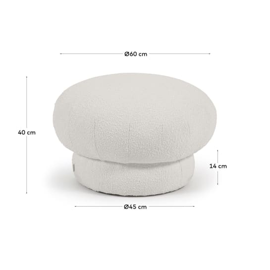 Sarisha round white bouclé pouffe Ø 63 cm - sizes