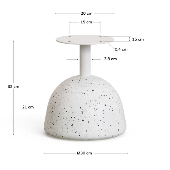 Saura Outdoor Table Base in White Terrazzo and Steel with White Finish Ø 28 x 32 cm - μεγέθη