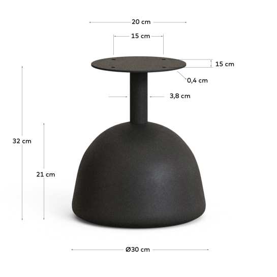 Saura Outdoor Table Base made of Steel with Black Painted Finish Ø 28 x 32 cm - μεγέθη