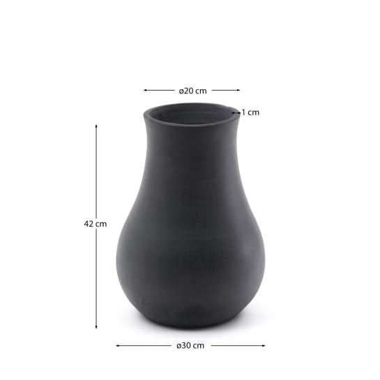 Silaia terracotta vase in a black finish 30 cm - sizes