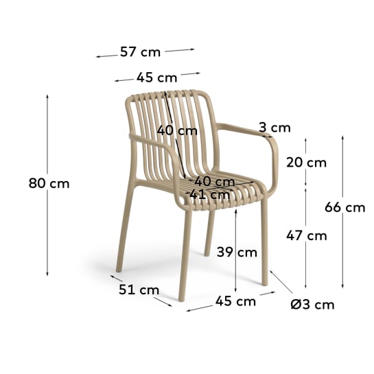 Isabellini stackable outdoor chair in beige - sizes