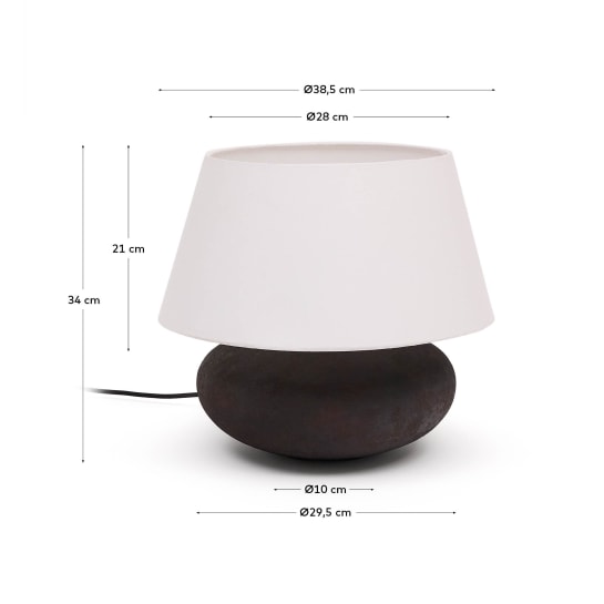 Candeeiro de mesa Nessi de metal com acabamento efeito terracota preto - tamanhos