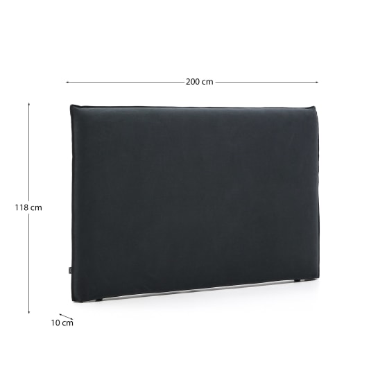 Cabeceira de capa removível Jaira de linho e algodão cinza antracite para cama de 180 cm FSC Mix Credit - tamanhos