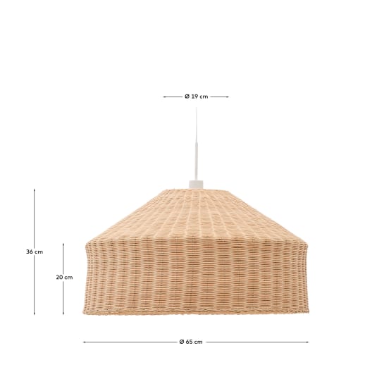 Ennia rattan lamp shade with light finish Ø65cm - sizes