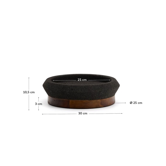 Naro centrepiece in black stone and teak wood Ø30cm - sizes