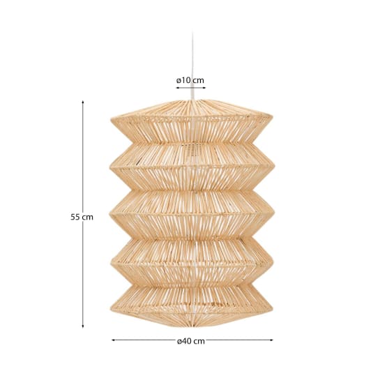 Dakit ceiling lamp shade in rattan with light finish 40 x 55cm - sizes