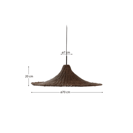 Bladia rattan ceiling lamp shade with brown finish Ø70cm - sizes