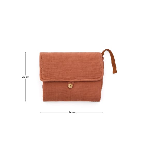 Muda-fraldas portátil Olna de 100% algodão terracota - tamanhos