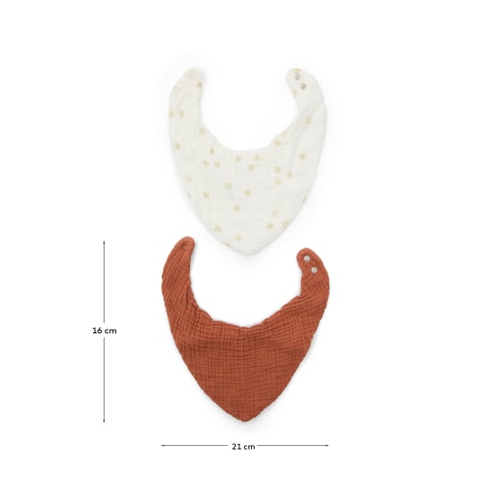 Olna set of 2 bandanas in 100% cotton in terracotta and a sun print - sizes