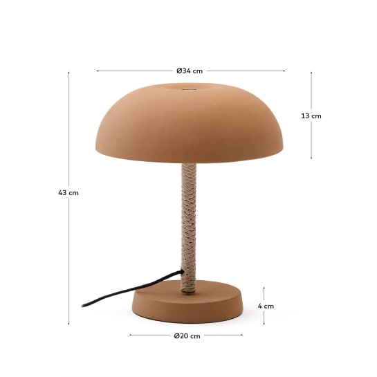 Arinda terracotta table lamp with UK adaptor - sizes